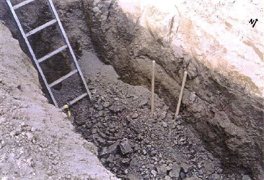 Incident Scene (The victim and his co-worker were buried near the west end of the trench.)