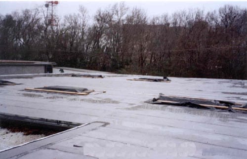 placement of five of sixe skylights on the roof.