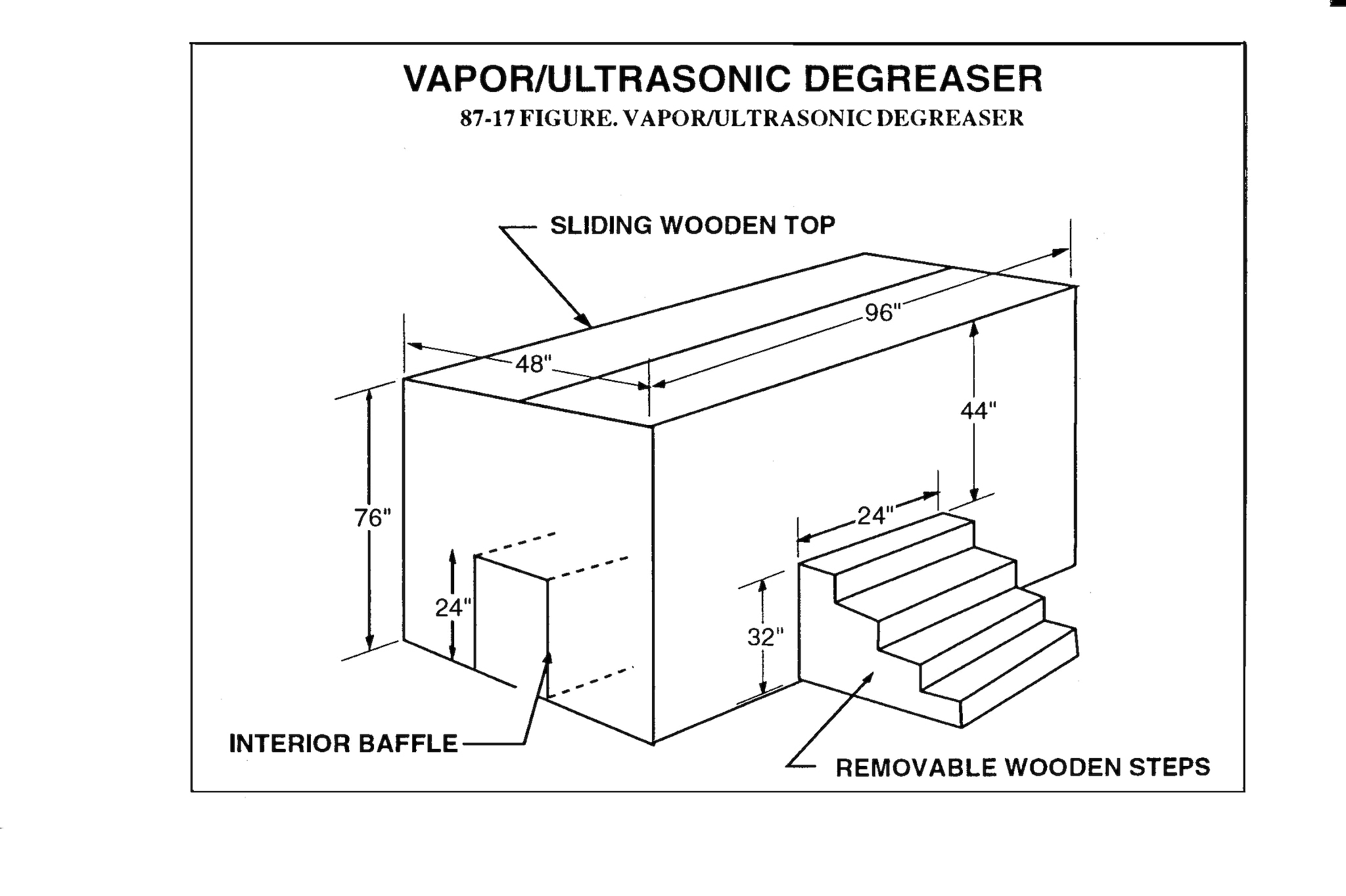 drawing of the vapo/ultrasonic degreaser