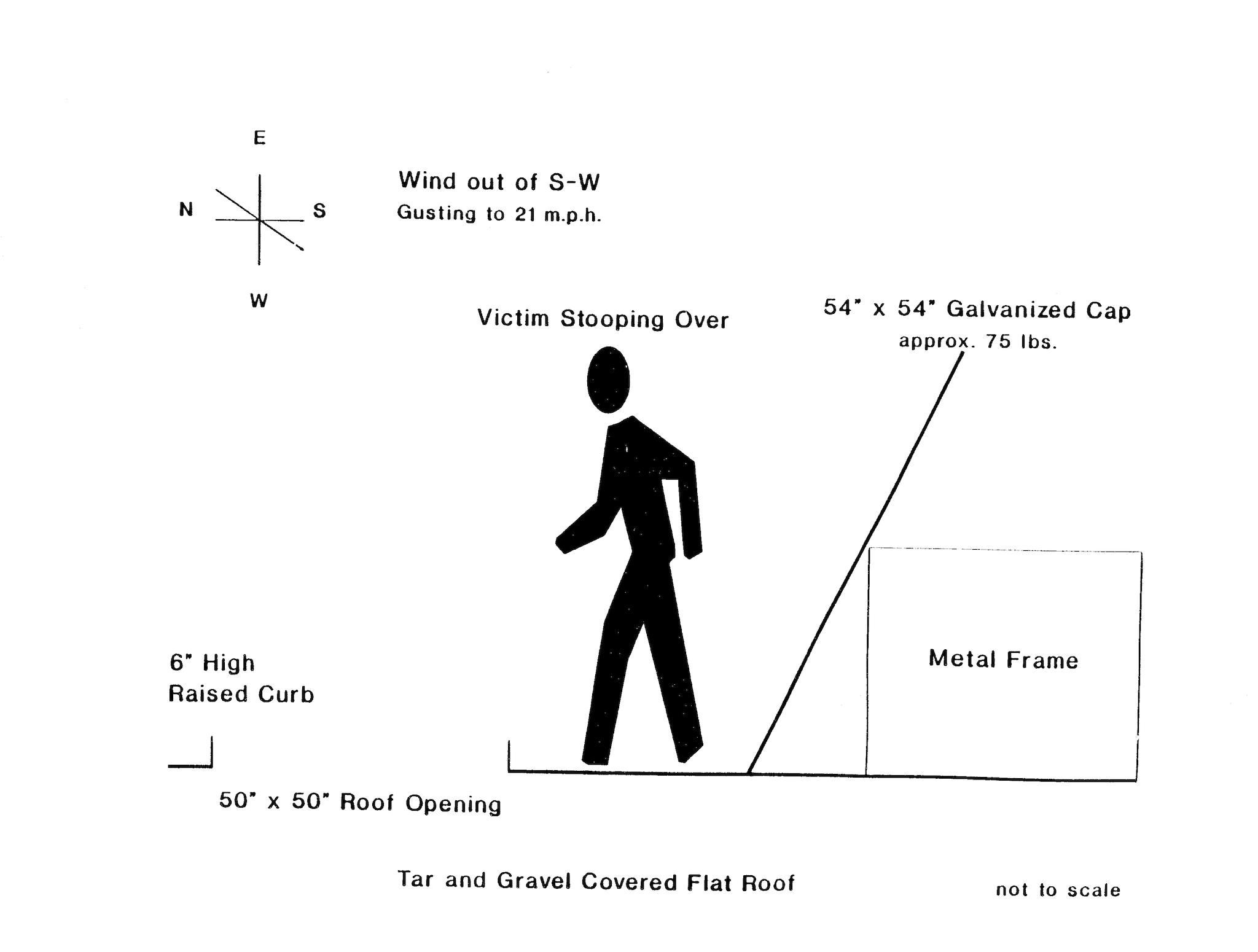 drawing of the tar and gravel covered flat roof