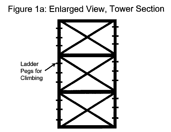 close-up of the tower showing the climbing pegs