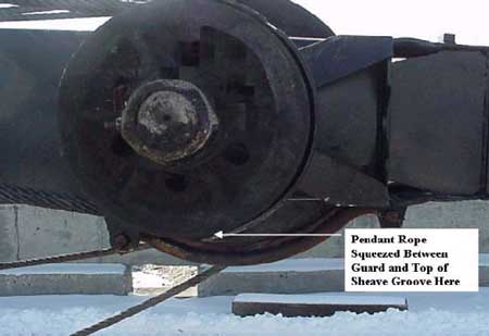Right side boom tip pendant sheave, after repair.