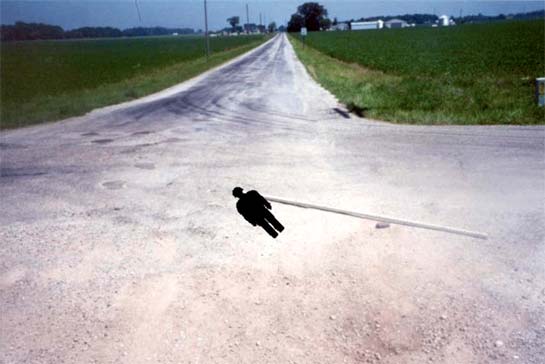 Illustration of approximate position of the victim in the roadway after he was dragged and run over.