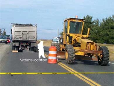 Approximate location of victim near grader.