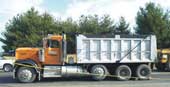 Dump truck involved in incident.