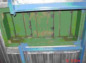 Overhead entry portal with cover in place.