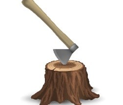 tree stump with axe icon