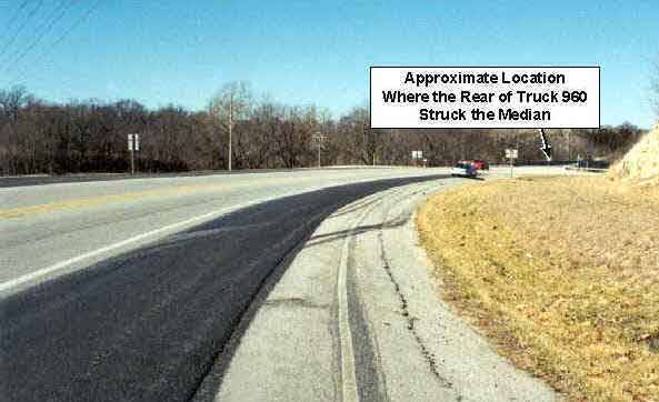 Photo 2.  Photograph of the curve on the road on which the victim was traveling.