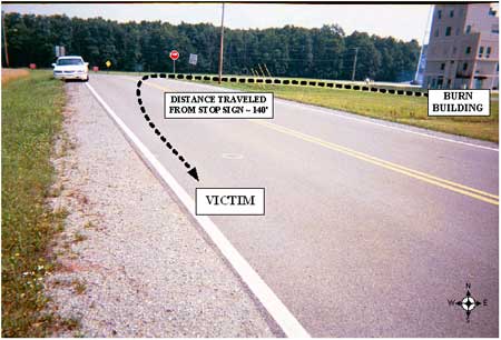 Photo 2. Vehicle path of travel