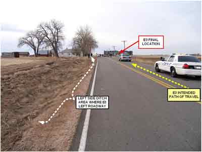 area where the engine left the roadway.