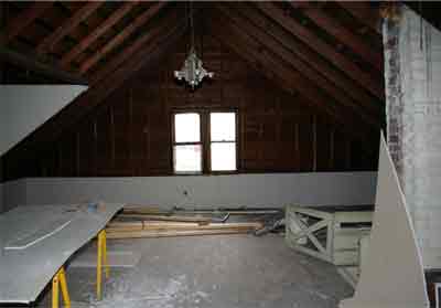 construction materials in attic room