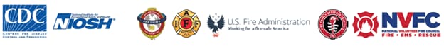 CDC, NIOSH, IAFC, IAFF, USFA, FSRI, and NVFC logos
