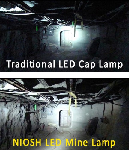Comparison of a traditional LED cap lamp and the new NIOSH LED mine lamp