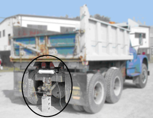 HASARD pipe antenna installed on rear of 10-ton haul truck