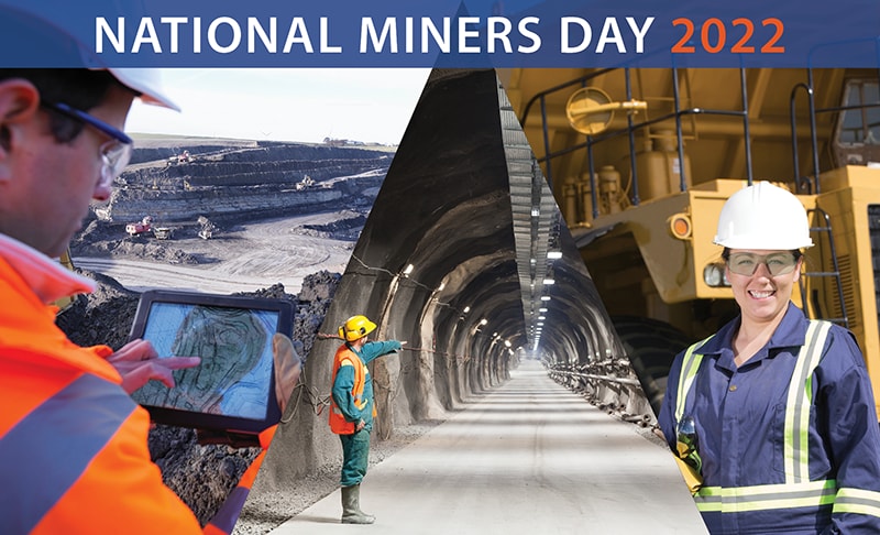 Graphic displaying collage image and National Miners Day 2022 at the top