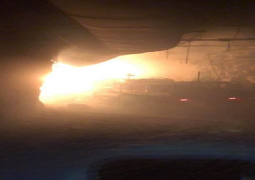 Photograph taken by a worker trapped inby a battery electric vehicle fire.