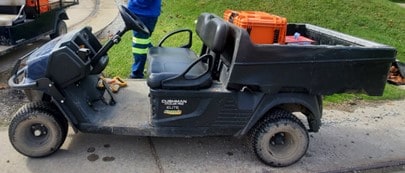 Photo showing how manufacturers are beginning to implement lithium-ion batteries on mine utility vehicles.