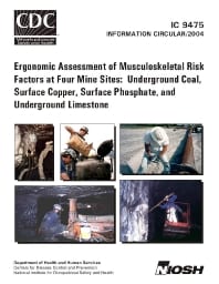 Image of publication Ergonomic Assessment of Musculoskeletal Risk Factors at Four Mine Sites: Underground Coal, Surface Copper, Surface Phosphate, and Underground Limestone