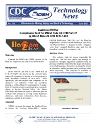 Image of publication Technology News 524 - HazComWriter Compliance Tool for MSHA Rule 30 CFR Part 47 or OSHA Rule 29 CFR 1910.1200