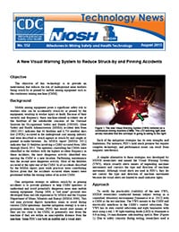 Cover image showing page 1 of Technology News 552: A New Visual Warning System to Reduce Struck-by and Pinning Accidents. DHHS (NIOSH) Publication Number 2013-151.