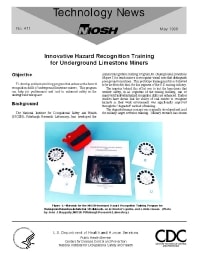 Image of publication Technology News 471 - Innovative Hazard Recognition Training for Underground Limestone Miners