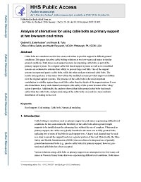 Cover page for Analysis of Alternatives for Using Cable Bolts as Primary Support at Two Low-Seam Coal Mines