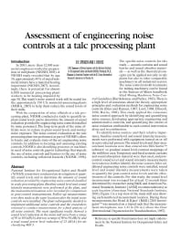 Image of publication Assessment of Engineering Noise Controls at a Talc Processing Plant