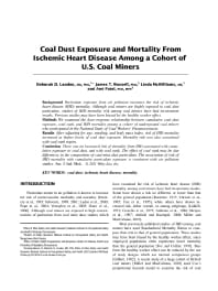 Image of publication Coal Dust Exposure and Mortality From Ischemic Heart Disease Among a Cohort of U.S. Coal Miners