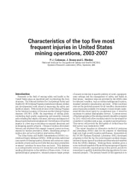 Image of publication Characteristics of the Top Five Most Frequent Injuries in United States Mining Operations, 2003-2007
