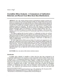 Image of publication Crystalline Silica Analysis: A Comparison of Calibration Materials and Recent Coal Mine Dust Size Distributions