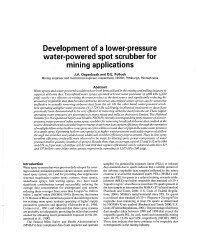 Image of publication Development of a Lower-Pressure Water-Powered Spot Scrubber for Mining Applications