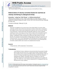 First page of Determination of Velocity Correction Factors for Real-time Air Velocity Monitoring in Underground Mines
