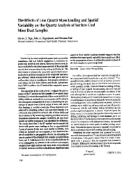 Image of publication The Effects of Low Quartz Mass Loading and Spatial Variability on the Quartz Analysis of Surface Coal Mine Dust Samples