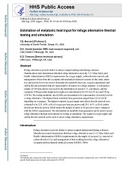 First page of Estimation of Metabolic Heat Input for Refuge Alternative Thermal Testing and Simulation