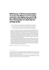 Image of publication Effectiveness of Various Concentrations of an Inert Gas Mixture for Preventing and Suppressing Mining Equipment Cab Fires: Development of a Dual-Cab Fire Inerting System