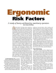 Image of publication Ergonomic Risk Factors: A Study of Heavy Earthmoving Machinery Operators