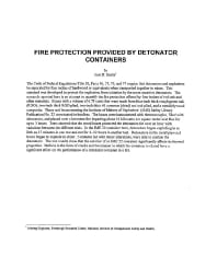 Image of publication Fire Protection Provided by Detonator Containers