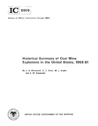 Image of publication Historical Summary of Coal Mine Explosions in the United States, 1959-81