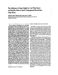 Image of publication The Influence of Seam Height on Lost-Time Injury and Fatality Rates at Small Underground Bituminous Coal Mines