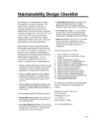Image of publication Maintainability Design Checklist