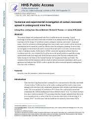 First page of Numerical and Experimental Investigation of Carbon Monoxide Spread in Underground Mine Fires