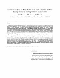 Image of publication Numerical Analysis of the Influence of In-Seam Horizontal Methane Drainage Boreholes on Longwall Face Emission Rates