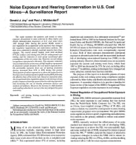 Image of publication Noise Exposure and Hearing Conservation in US. Coal Mines - A Surveillance Report