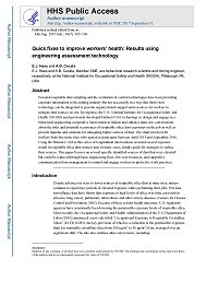 First page of Quick Fixes to Improve Workers� Health: Results Using Engineering Assessment Technology