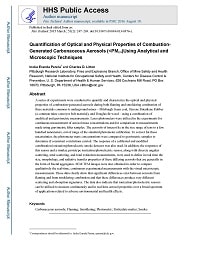 Cover page for Quantification of Optical and Physical Properties of Combustion-Generated Carbonaceous Aerosols (less than PM2.5) Using Analytical and Microscopic Techniques