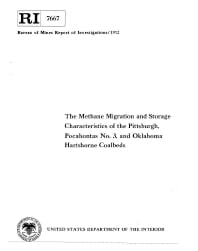 Image of publication The Methane Migration and Storage Characteristics of the Pittsburgh, Pocahontas No. 3, and Oklahoma Hartshorne Coalbeds