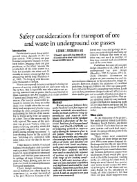 Image of publication Safety Considerations for Transport of Ore and Waste in Underground Ore Passes