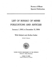 Image of publication List of Bureau of Mines Publications and Articles, January 1, 1960 to December 31, 1964