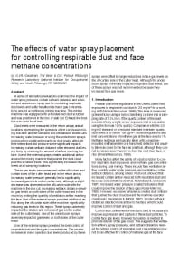 Image of publication The Effects of Water Spray Placement for Controlling Respirable Dust and Face Methane Concentrations