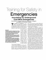 Image of publication Training for Safety in Emergencies Inoculating for Underground Coal Mine Emergencies